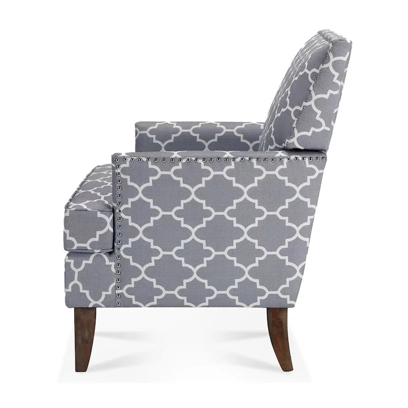 Fauteuils d'appoint rembourrés en tissu avec pieds en bois