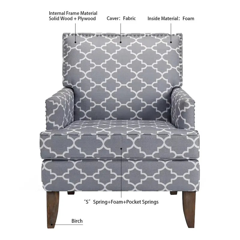 Fauteuils d'appoint rembourrés en tissu avec pieds en bois