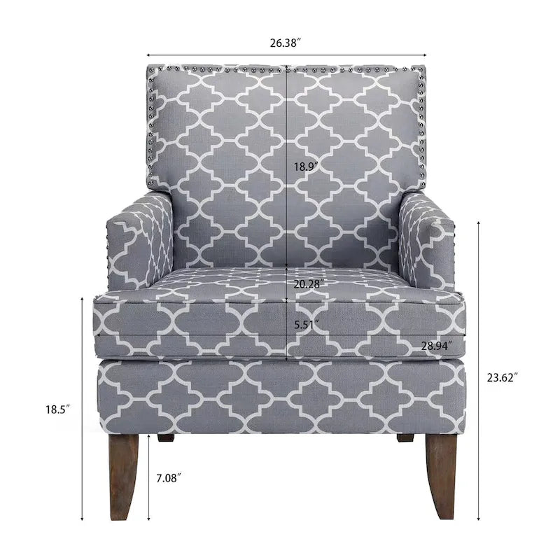 Fauteuils d'appoint rembourrés en tissu avec pieds en bois