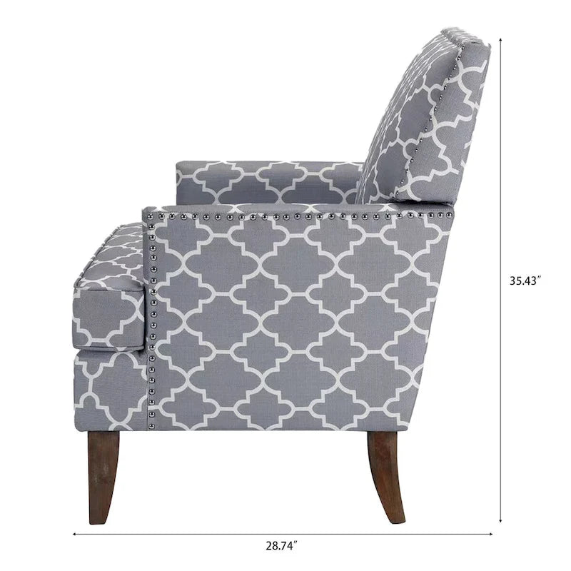 Fauteuils d'appoint rembourrés en tissu avec pieds en bois
