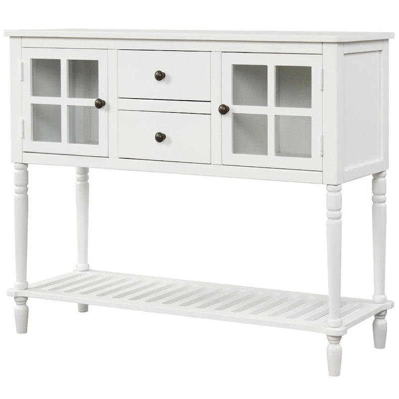 Meuble Console de Rangement Buffet en Bois Blanc Style Ferme pour Entrée