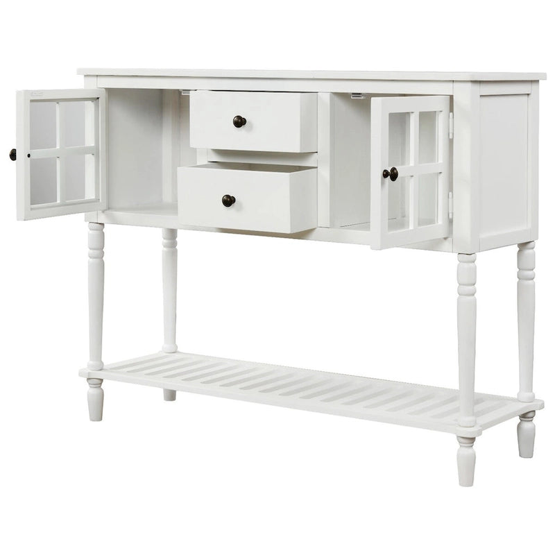 Meuble Console de Rangement Buffet en Bois Blanc Style Ferme pour Entrée