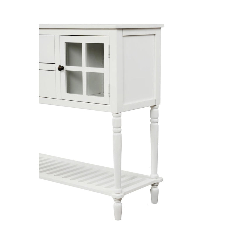 Meuble Console de Rangement Buffet en Bois Blanc Style Ferme pour Entrée