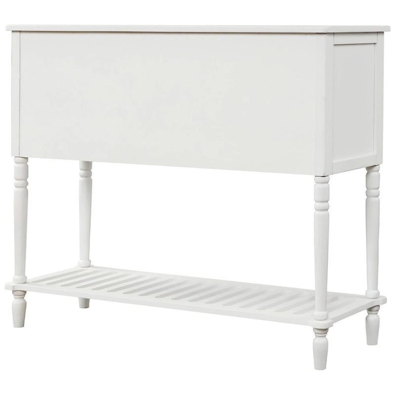 Meuble Console de Rangement Buffet en Bois Blanc Style Ferme pour Entrée
