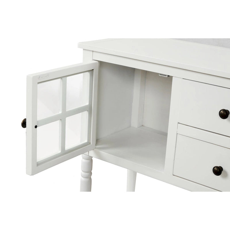 Meuble Console de Rangement Buffet en Bois Blanc Style Ferme pour Entrée