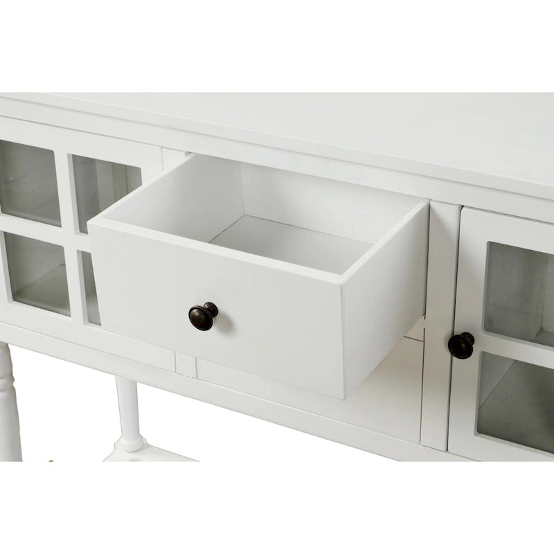 Meuble Console de Rangement Buffet en Bois Blanc Style Ferme pour Entrée