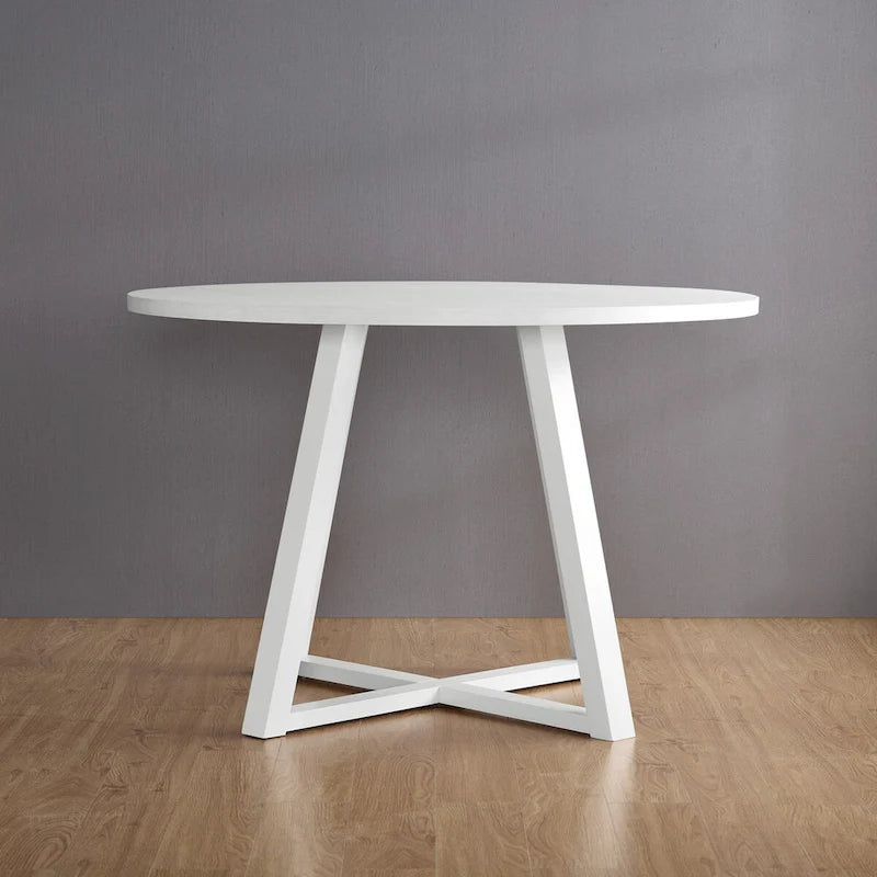 Ensemble de salle à manger rond 5 pièces Durban, table de salle à manger à tréteaux avec 4 chaises en bouclette pour coin petit-déjeuner, cuisine, salon