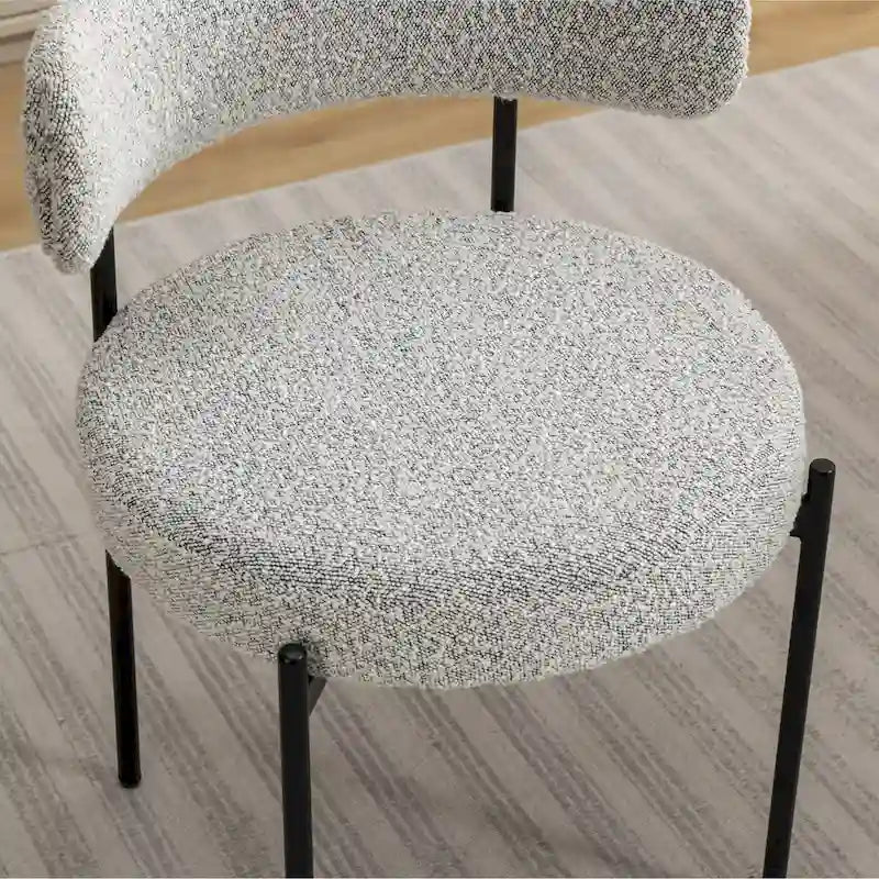 Ensemble de salle à manger rond 5 pièces Durban, table de salle à manger à tréteaux avec 4 chaises en bouclette pour coin petit-déjeuner, cuisine, salon