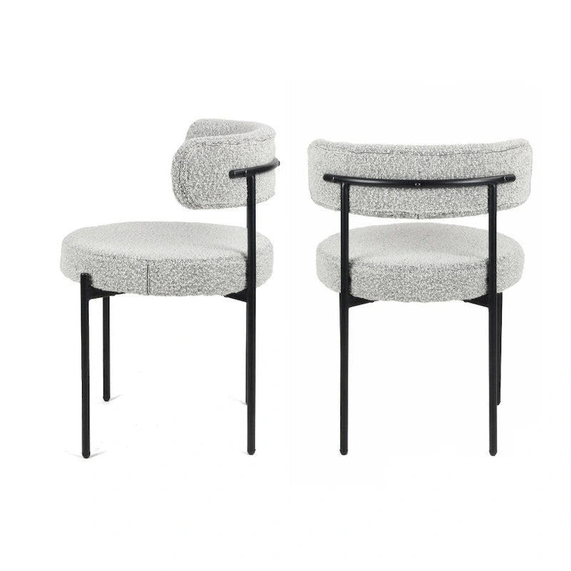 Ensemble de salle à manger rond 5 pièces Durban, table de salle à manger à tréteaux avec 4 chaises en bouclette pour coin petit-déjeuner, cuisine, salon