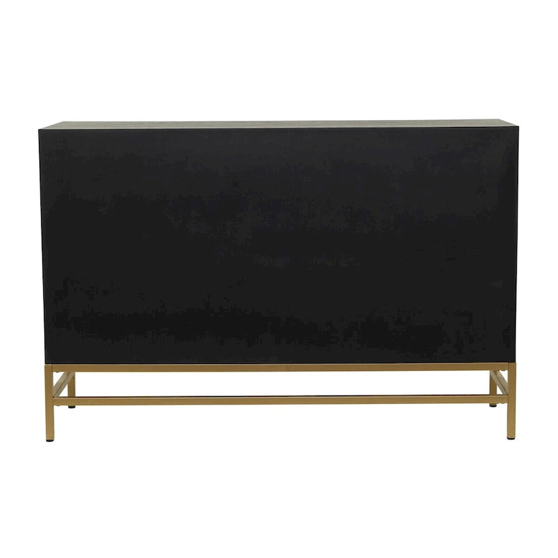 Meuble bas en bois avec façade miroir - Doré ou Noir - Roche River Decor