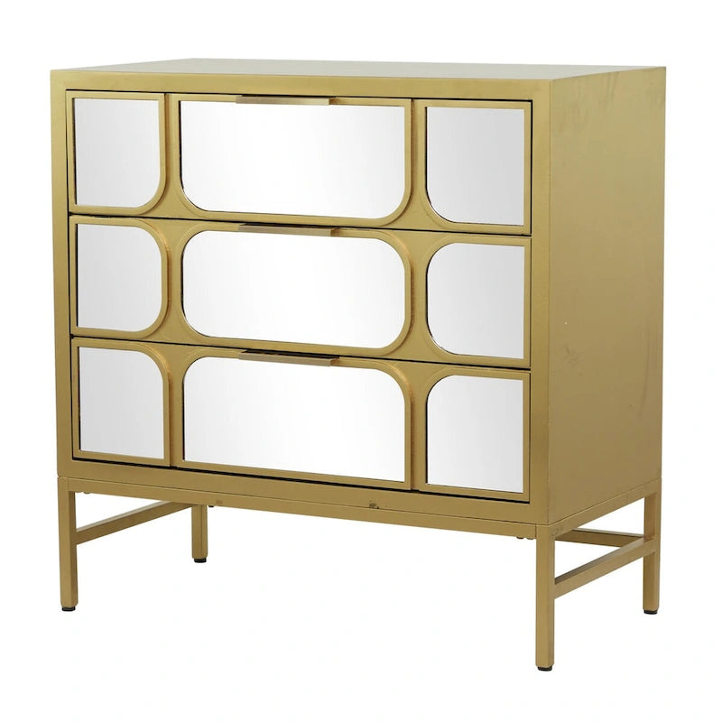 Meuble bas en bois avec façade miroir - Doré ou Noir - Roche River Decor