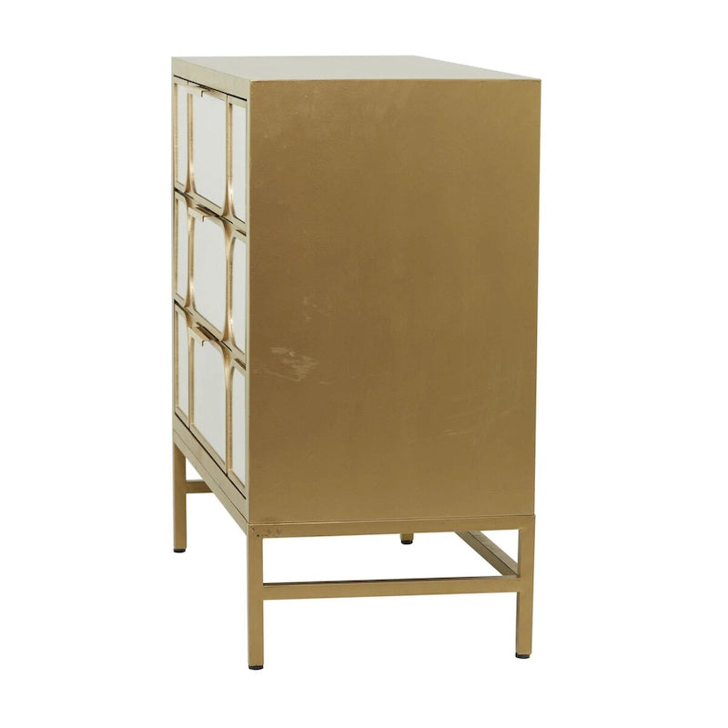 Meuble bas en bois avec façade miroir - Doré ou Noir - Roche River Decor