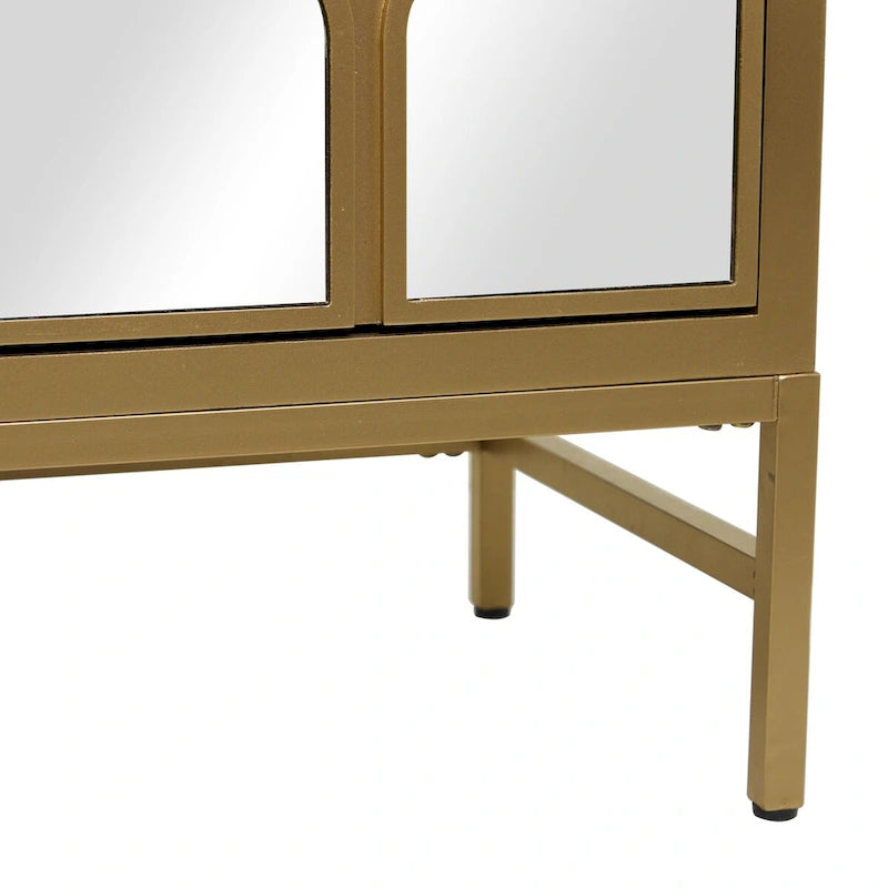 Meuble bas en bois avec façade miroir - Doré ou Noir - Roche River Decor