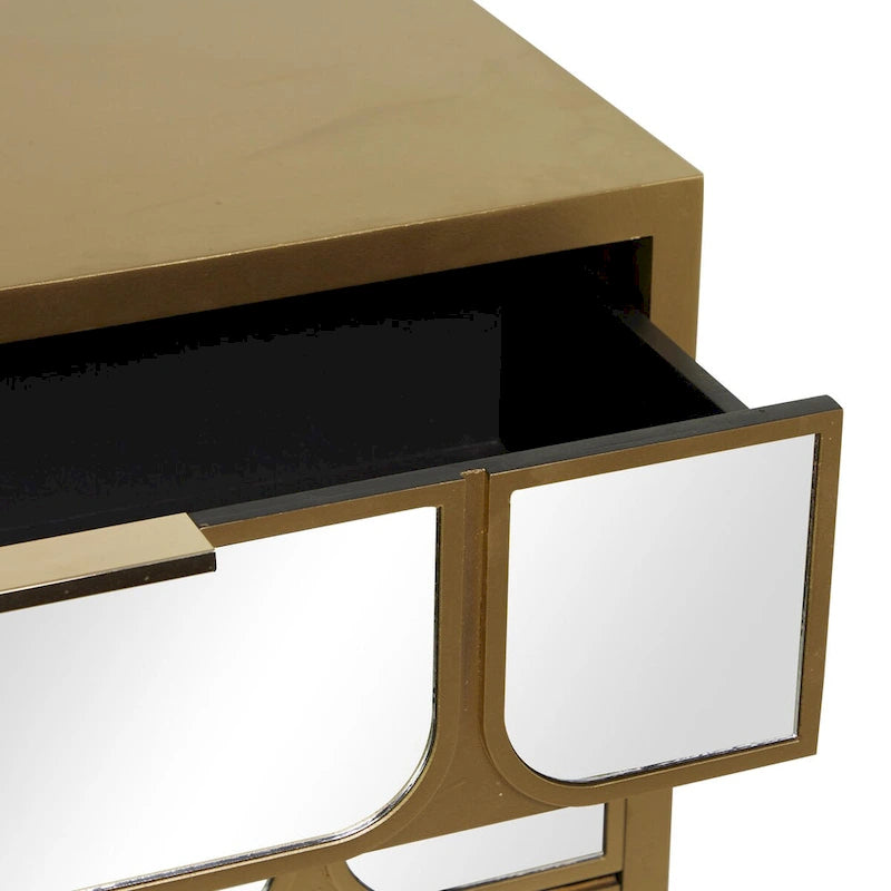 Meuble bas en bois avec façade miroir - Doré ou Noir - Roche River Decor