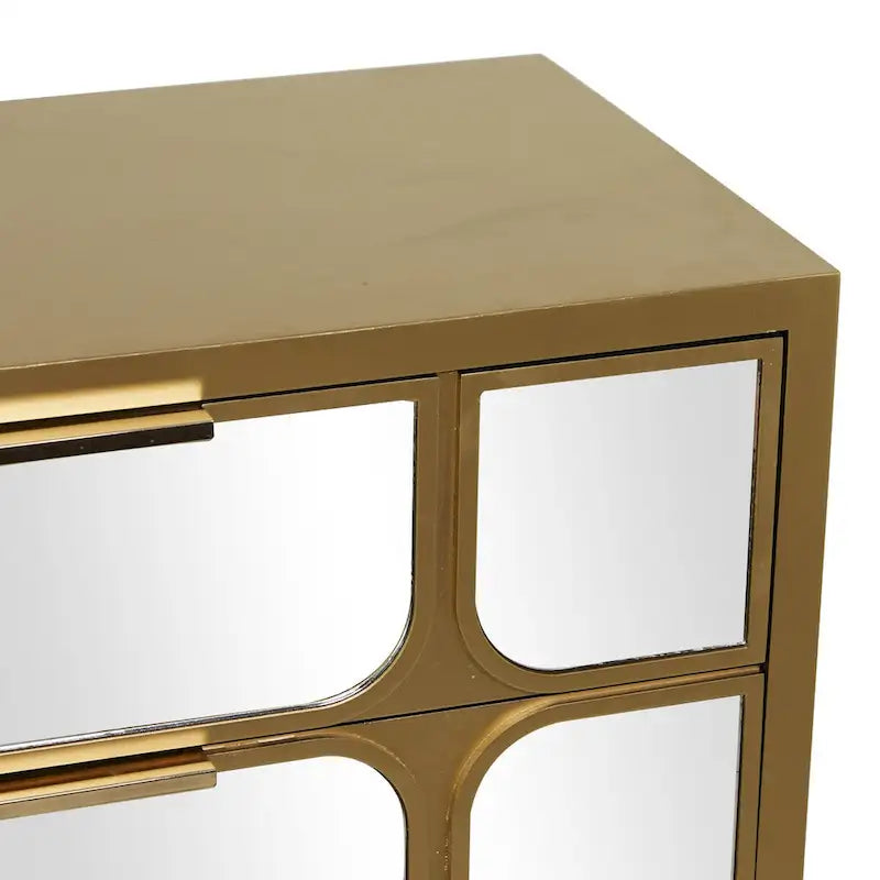 Meuble bas en bois avec façade miroir - Doré ou Noir - Roche River Decor
