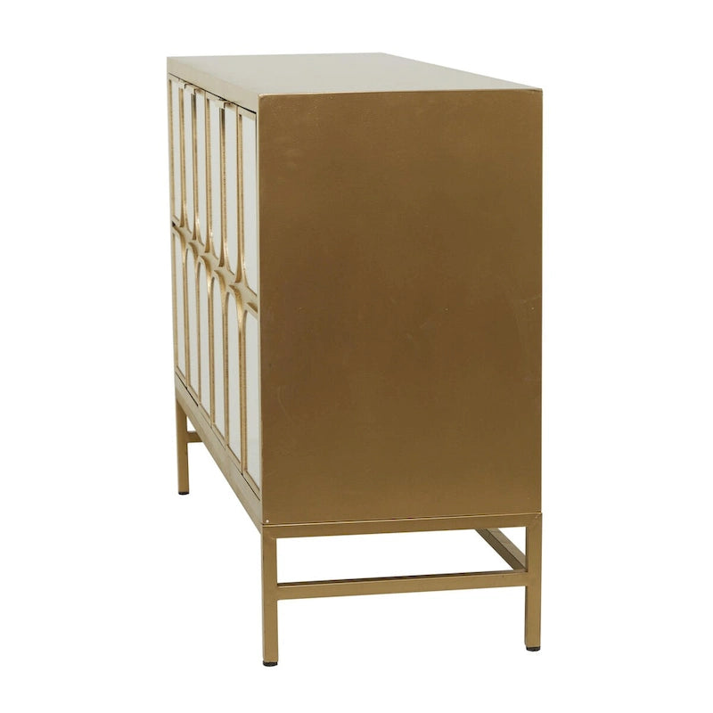 Meuble bas en bois avec façade miroir - Doré ou Noir - Roche River Decor