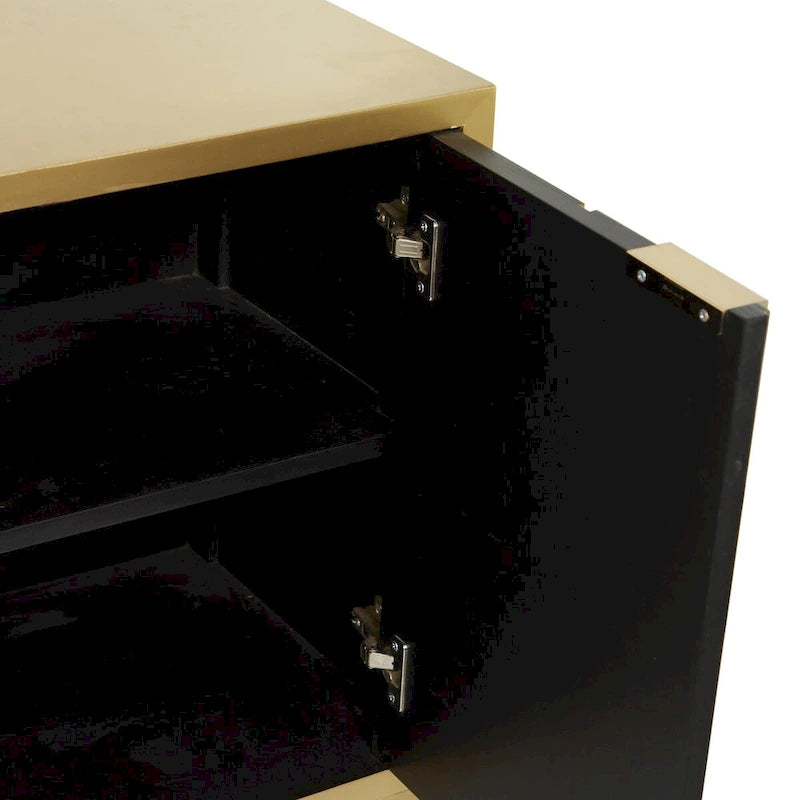 Meuble bas en bois avec façade miroir - Doré ou Noir - Roche River Decor