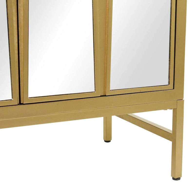 Meuble bas en bois avec façade miroir - Doré ou Noir - Roche River Decor