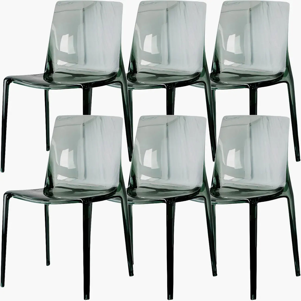 Chaise de salle à manger sans accoudoirs à dossier bas en acrylique ambre