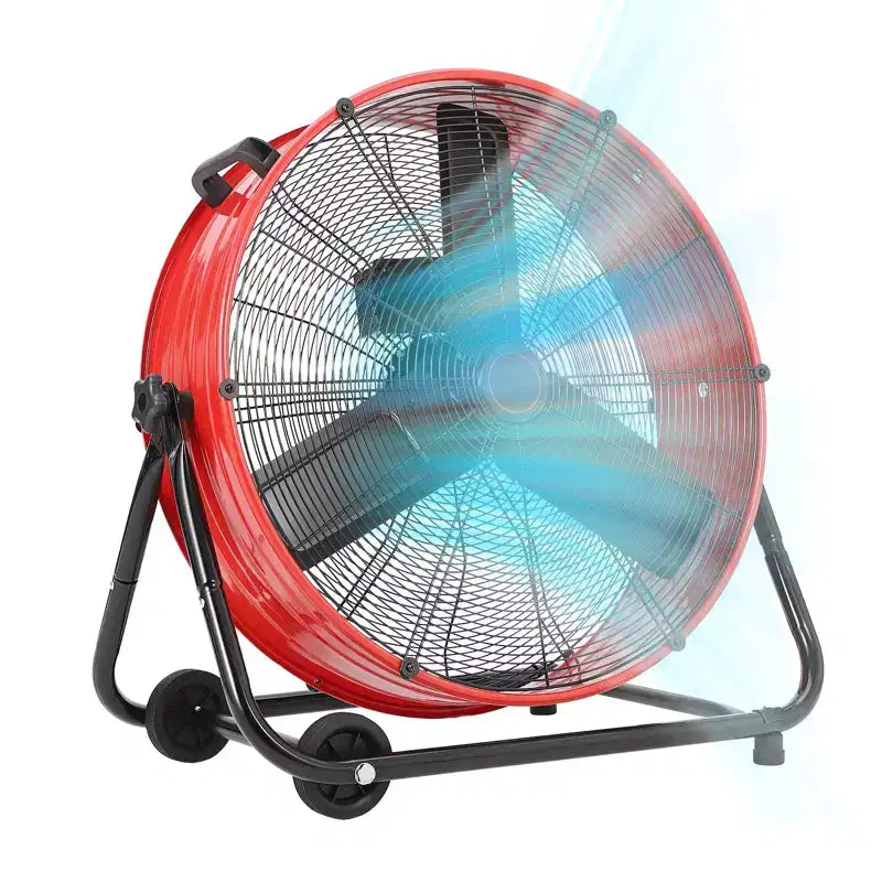 Ventilateur de sol, Ventilateur industriel - Ventilateur de tambour robuste de 24 pouces avec 4 vitesses, Circulateur d'air en métal pour entrepôt, atelier, garage, usine, sous-sol