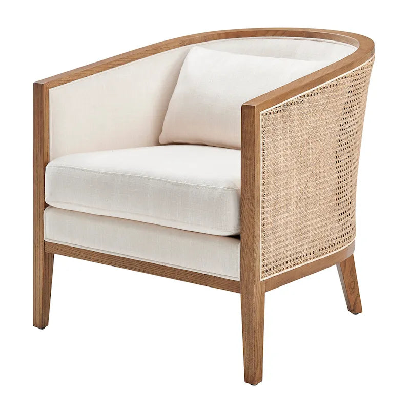 Fauteuil d'appoint en lin et rotin Tillman