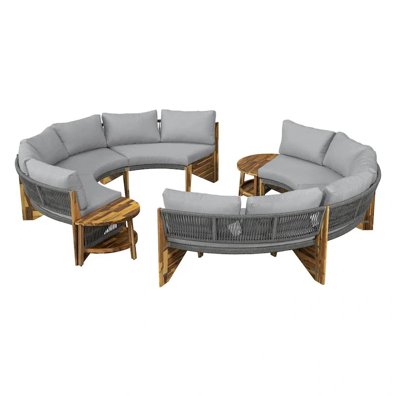 Ensemble de jardin 6 places avec coussins et 1 table basse