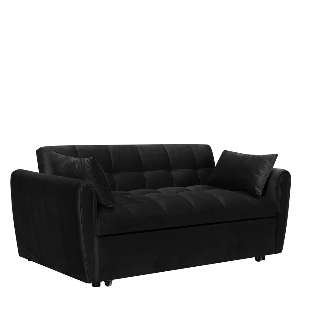 64,96 Canapé-lit convertible 3-en-1 en velours avec dossier réglable, poche de rangement et capacité de poids de 227 kg