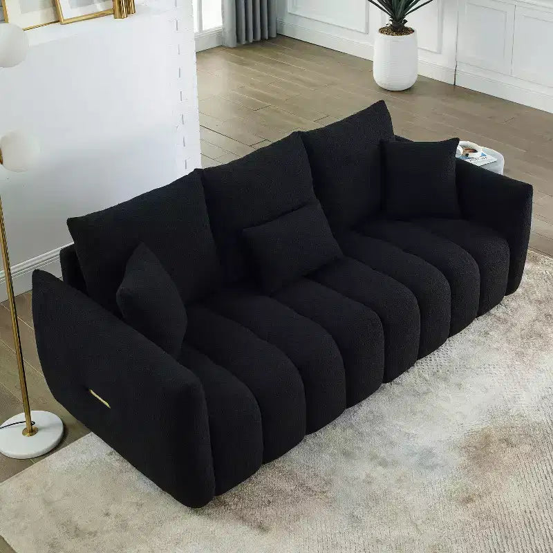 GDFStudio Alanna Canapé 3 places moderne en tissu peluche 79,5 po avec oreillers