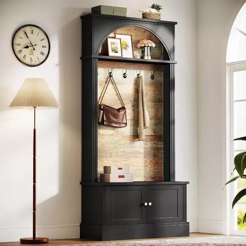 Lantine 70.86 Meuble d'entrée avec banc, rangement d'entrée 4-en-1 : porte-manteau, étagère à chaussures, banc de vestiaire pour couloir
