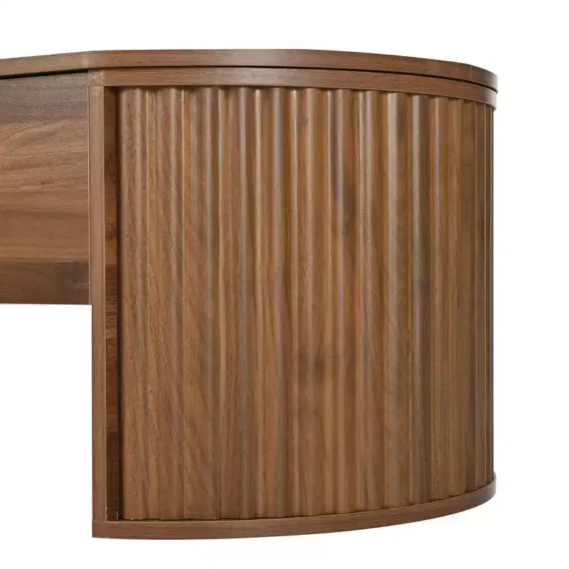 Table basse relevable de 120 cm avec compartiment de rangement caché, ovale, marron