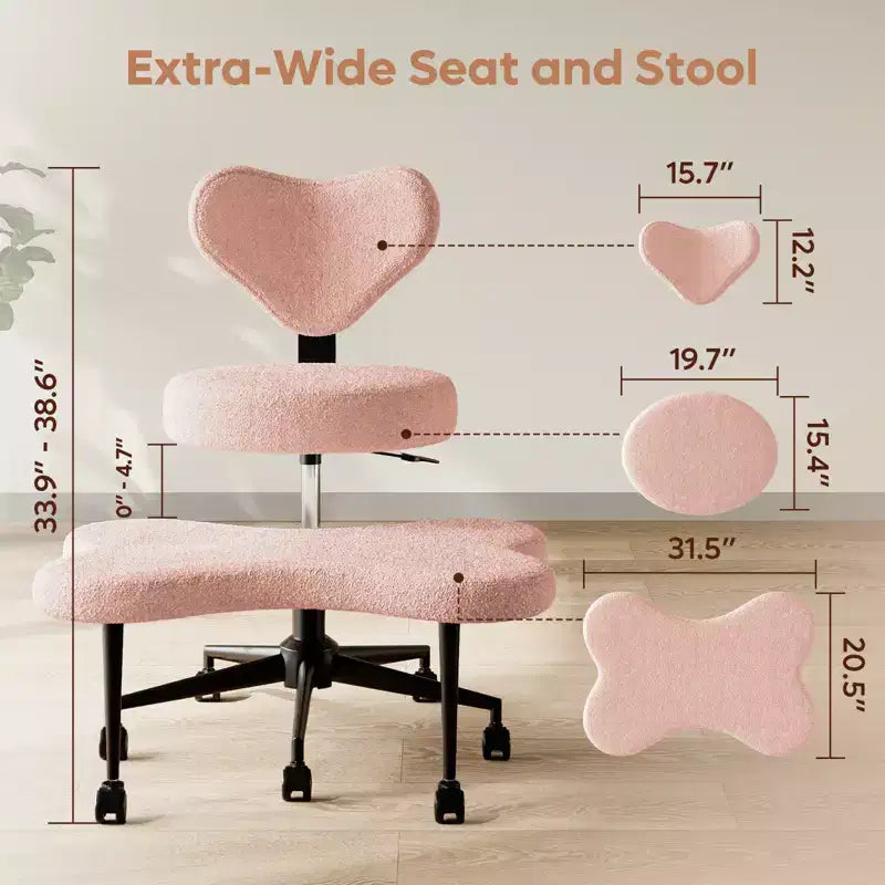 Chaise de bureau ergonomique Pinmoco Criss Cross, Chaise de méditation réglable en hauteur, Pivotante à 360°, Support lombaire, Chaise de travail et de bureau, Chaise TDAH