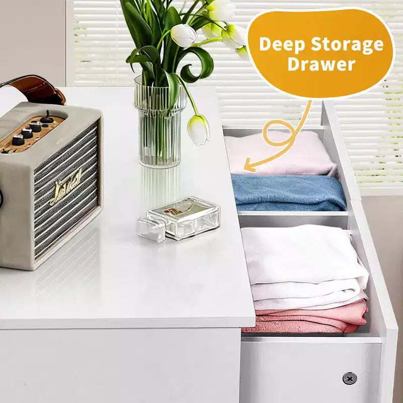 Grande commode à 6 tiroirs Karl Home pour chambre à coucher et commode à tiroirs avec construction robuste en bois, organisateur de rangement pour placard, en blanc