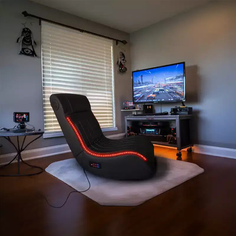 Fauteuil de jeu pliable au sol Bluetooth GDFStudio Claudia avec massage vibrant