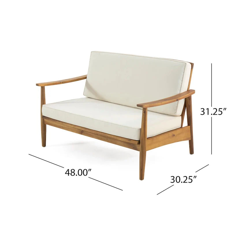 Ensemble de conversation d'extérieur 4 places en bois d'acacia Willowbrook par Christopher Knight Home