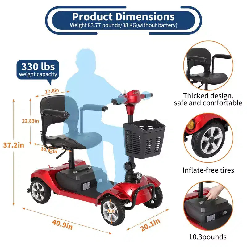 Trottinette électrique pliable à 4 roues pour adultes, capacité de 150 kg, pour usage extérieur