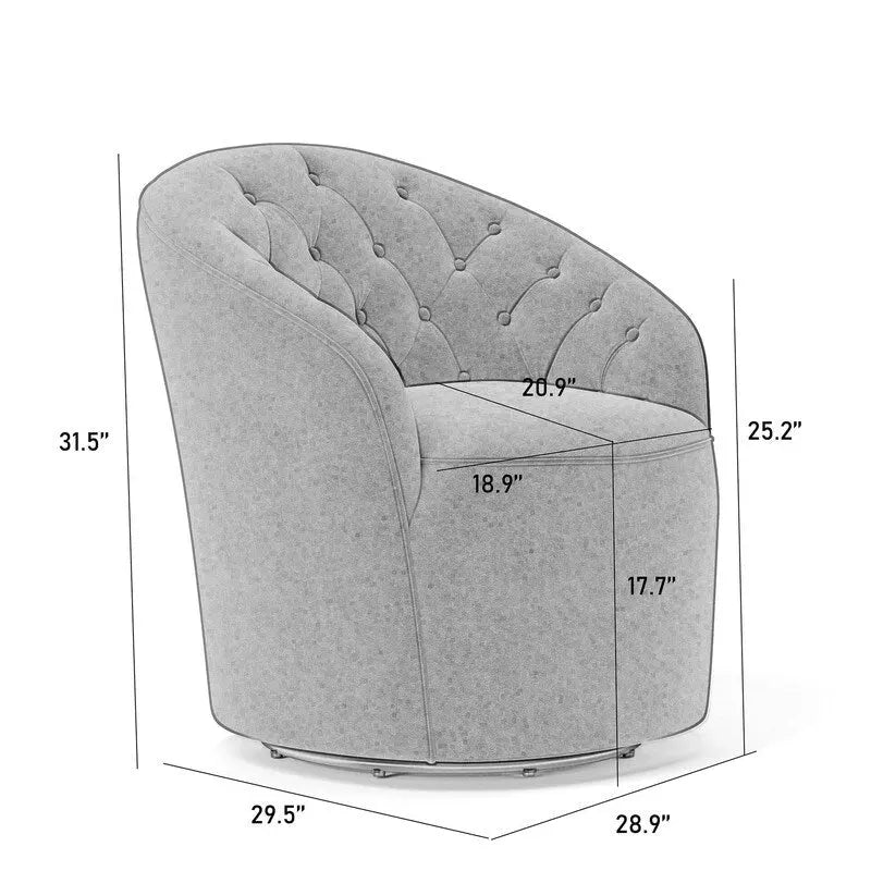 Fauteuil baril pivotant à 360 degrés SEYNAR moderne en velours avec dossier capitonné, lot de 2