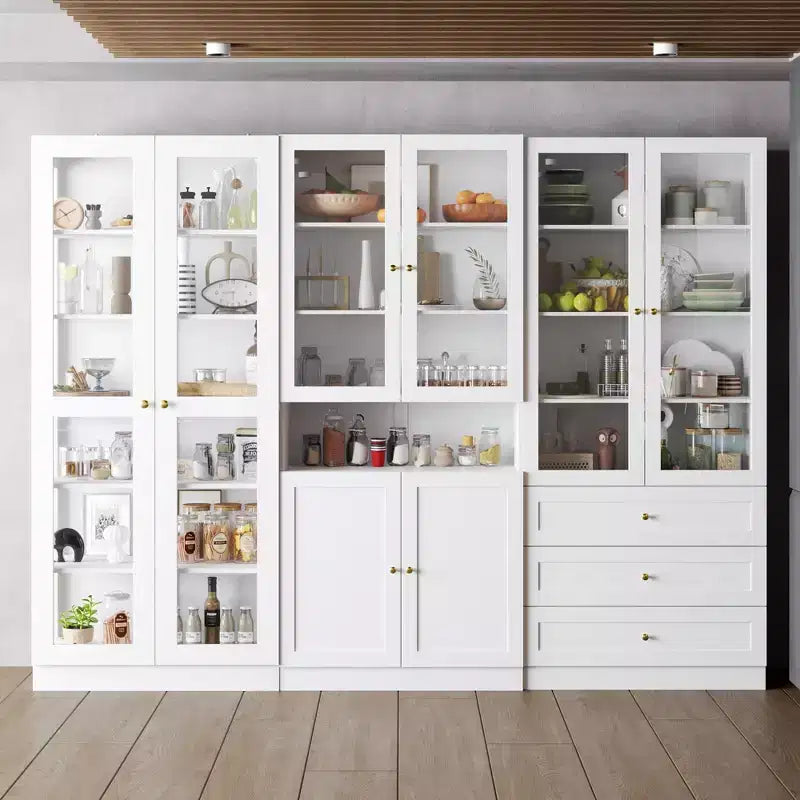 Meuble de rangement polyvalent Famapy avec portes vitrées, bibliothèque, organisateur de garde-manger