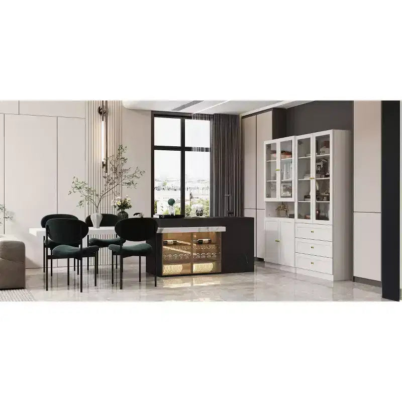 Meuble de rangement polyvalent Famapy avec portes vitrées, bibliothèque, organisateur de garde-manger