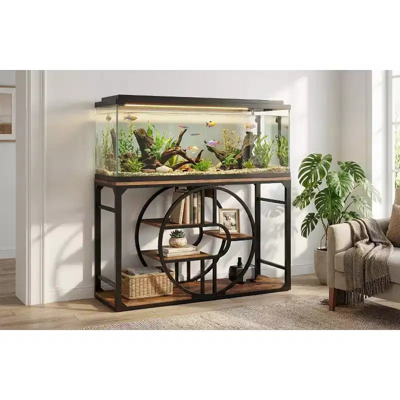 Meuble de support d'aquarium en métal de 200 à 280 litres, support de réservoir de poissons robuste avec armoire de rangement, support de réservoir de poissons à plusieurs niveaux avec pieds épaissis, adapté