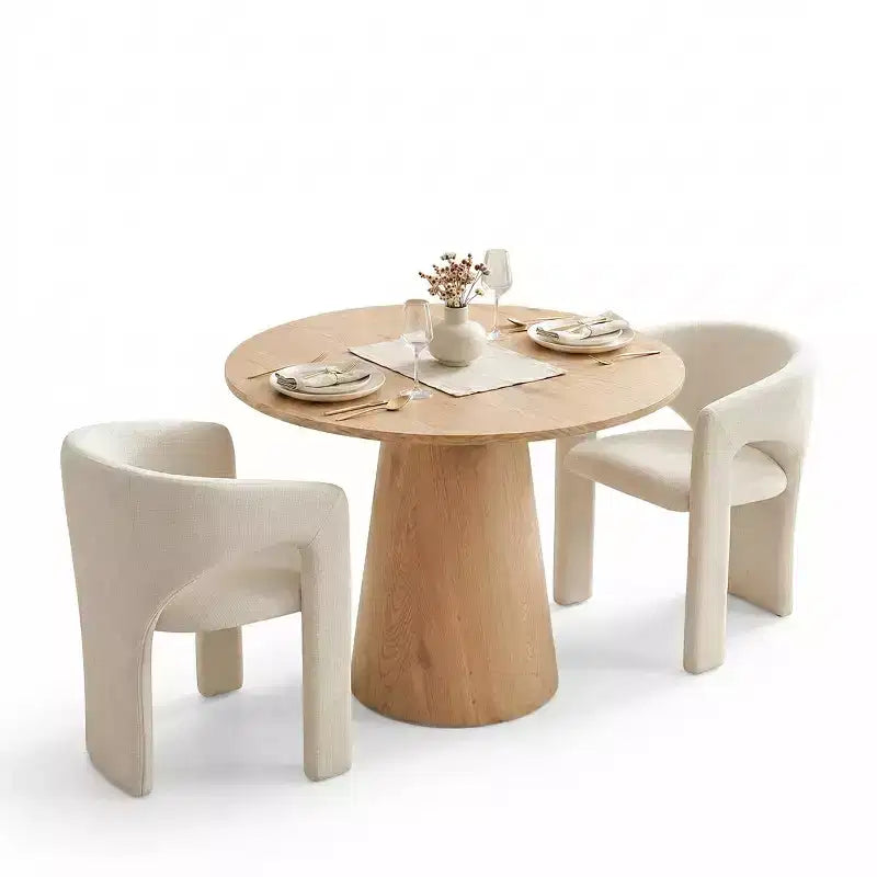 Petit ensemble de salle à manger pour 2 personnes, chaises rembourrées beiges, table à manger ronde sur pied, meubles de cuisine modernes et compacts - Panipeachy