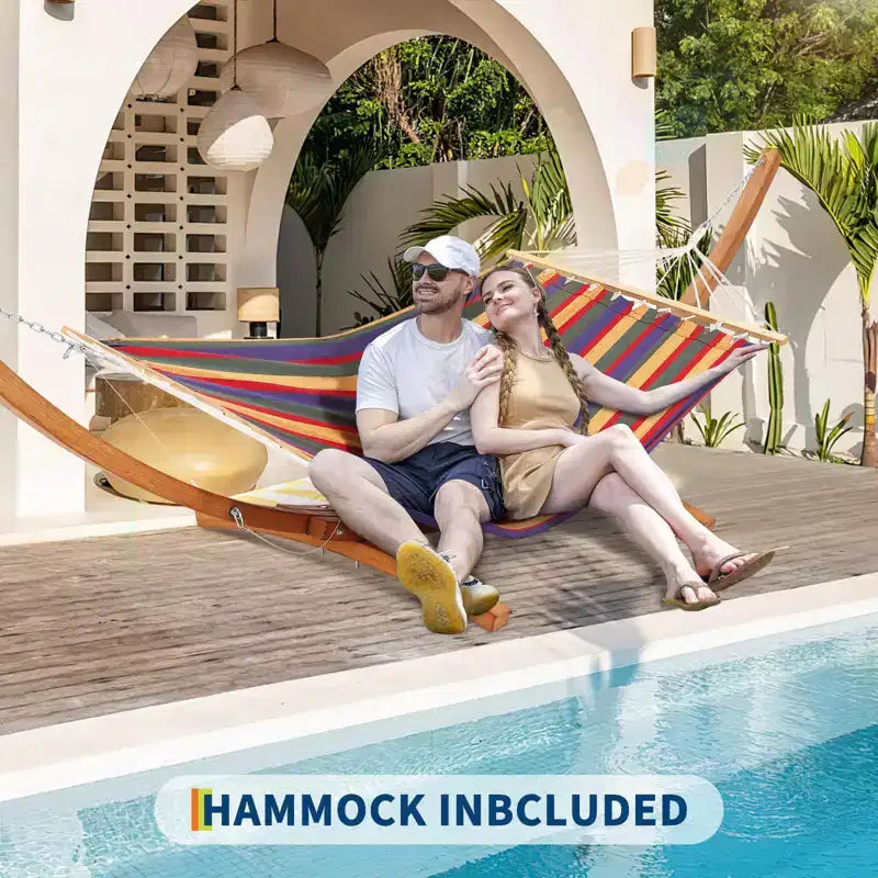 Support de hamac, support universel en bois résistant aux intempéries pour l'extérieur – 215 kg, courbé pour patio, jardin, intérieur