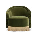 Jennifer Taylor Home Serena fauteuil d'appoint avec dossier capitonné et franges, velours performant vert olive, 80 cm