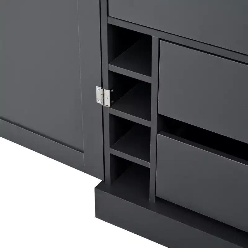 Garde-manger de cuisine autoportant 77H, armoire de rangement de style ferme avec étagères réglables, étagères de porte, tiroirs et casiers à vin - ModernLuxe