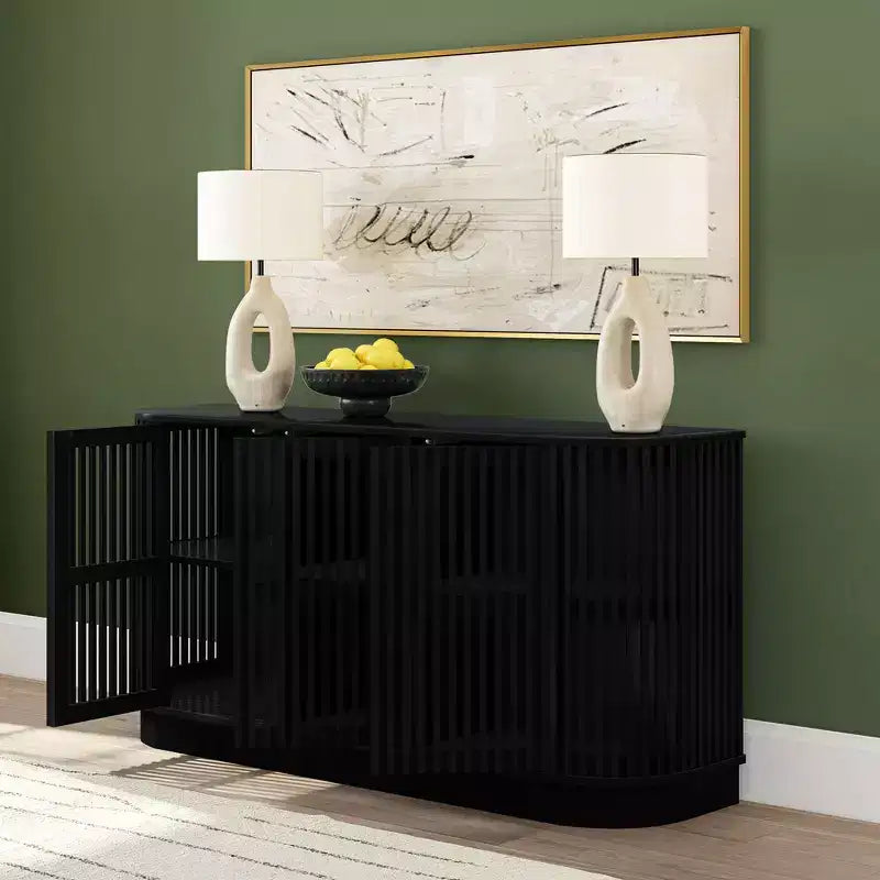 Buffet en bois massif Plank+Beam Contour avec 3 portes, meuble TV 59 po pour salon