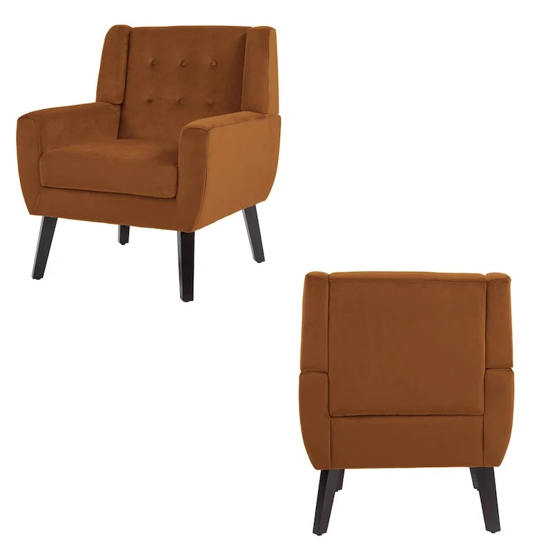 Lot de 2 fauteuils de salon en velours avec accoudoirs