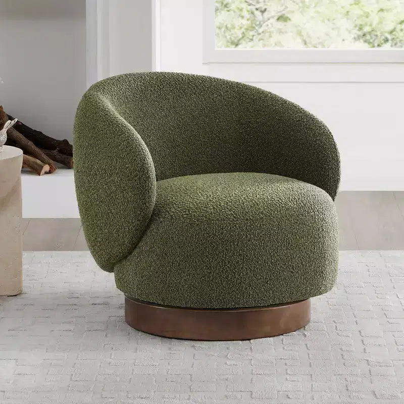 Fauteuil d'appoint pivotant Spruce&Spring en tissu avec base en bois