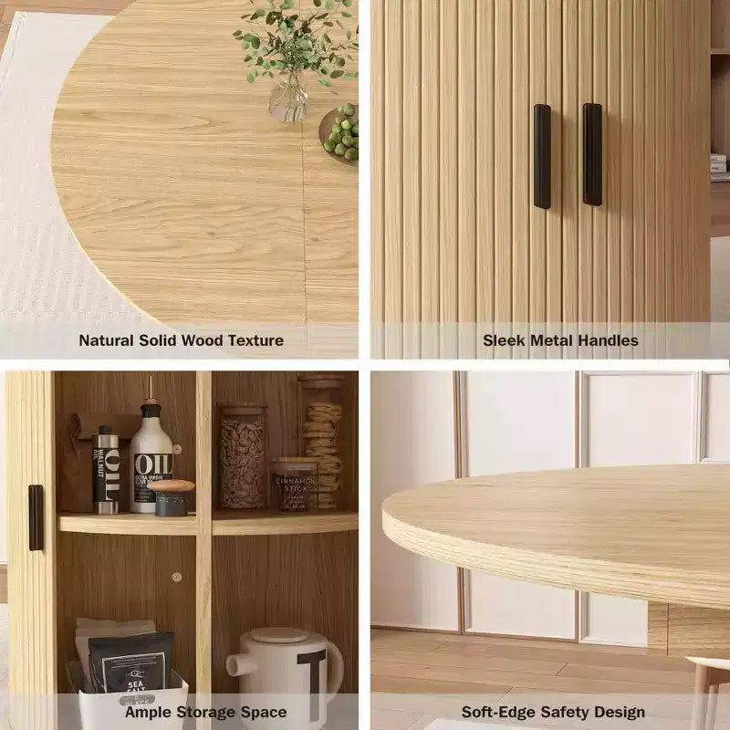Dyonery 63 Table de salle à manger de cuisine ronde extensible avec étagère de rangement à 2 niveaux, avec base piédestal, meuble de salle à manger ovale en bois, noyer