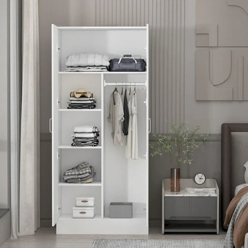 Armoire de chambre autonome à 2 portes avec tringle à vêtements