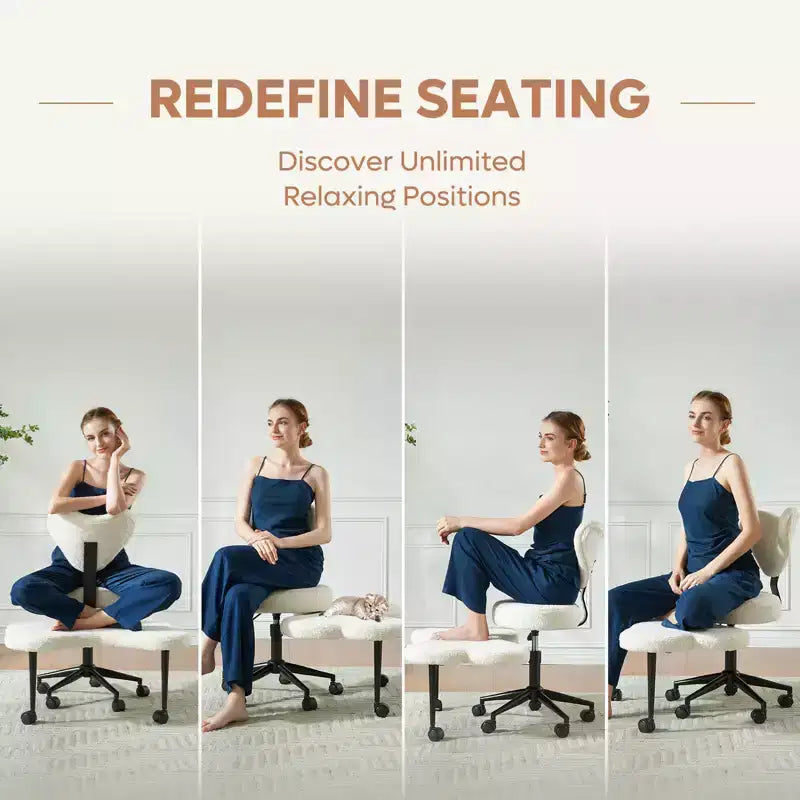 Chaise de bureau ergonomique Pinmoco Criss Cross, Chaise de méditation réglable en hauteur, Pivotante à 360°, Support lombaire, Chaise de travail et de bureau, Chaise TDAH