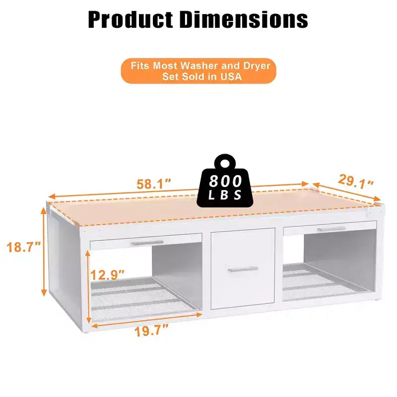 Pieds de machine à laver et sèche-linge GDLF, support universel pour machine à laver et sèche-linge avec étagère coulissante, blanc